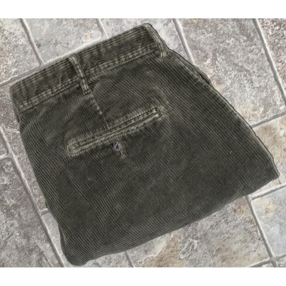 Polo Ralph Lauren Corduroy Pants 36x30 Dark Green Casual Thick Flat Front - Picture 1 of 7